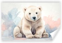 Fototapeta PREMIUM STRUKTURA ZMYWALANA dla dzieci biały miś polarny tapeta