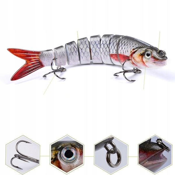 Wobler SZCZUPAK SANDACZ Łamany F145 SREBRNO-CZERWO zdjęcie 5