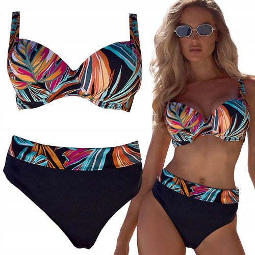 STRÓJ KĄPIELOWY DWUCZĘŚCIOWY KOSTIUM DAMSKI WYSOKI STAN USZTYWNIANY PUSH UP na Arena.pl