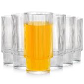 6x Szklanki Ryflowane do Napojów Wody Drinków Zestaw Komplet Szklanek 320ml