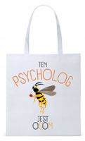 Torba Biała Eco Shopper Dla Psychologa Psychiatry Z Nadrukiem Ze Zdjęciem