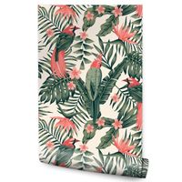 Tapeta Flizelinowa Tropikalne LIŚCIE Papugi Natura Do Salonu Jadalni