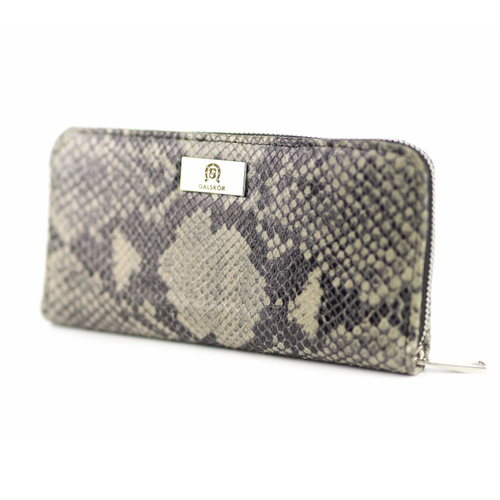 P-02 Portfel skórzany Korona - print wężowy szary KEMER na Arena.pl