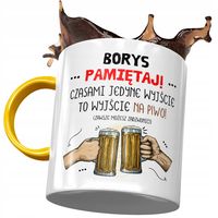 Kubek Żółty Dla Borysa Kolegi Męża Na Prezent Z Nadrukiem Ze Zdjęciem
