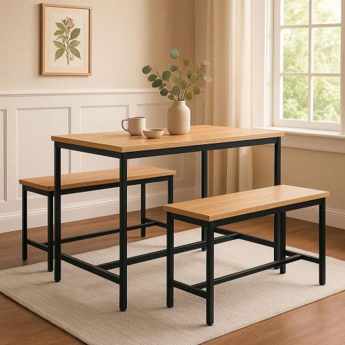 ZESTAW MEBLI LOFTOWYCH MODERNHOME DLA 4 OSÓB MDF METAL na Arena.pl