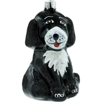 Bombka choinkowa: Piesek z białą łatką: czarny