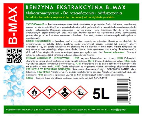 benzyna ekstrakcyjna bezwonna b-max 5l na Arena.pl