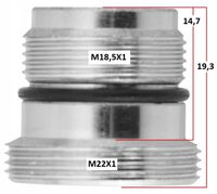 ADAPTER PRZEJŚCIÓWKA DO PERLATORA Z M18,5x1 NA M22x1 do ikea, kludi i inne