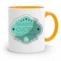 Kubek Żółty Dzień Ojca Dla Taty Najlepszy Ojciec Z Nadrukiem Ze Zdjęciem