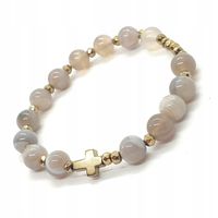 Bransoletka RÓŻANIEC na rękę Agat Szary Pasiasty