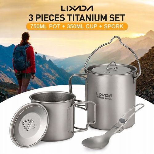 Lixada Lekki Tytan 3 Sztuk Zestaw Tytanu 750 ml na Arena.pl