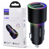 joyroom samochodowa ładowarka 2 x usb z podświetleniem 24w czarny (jr-cl10)