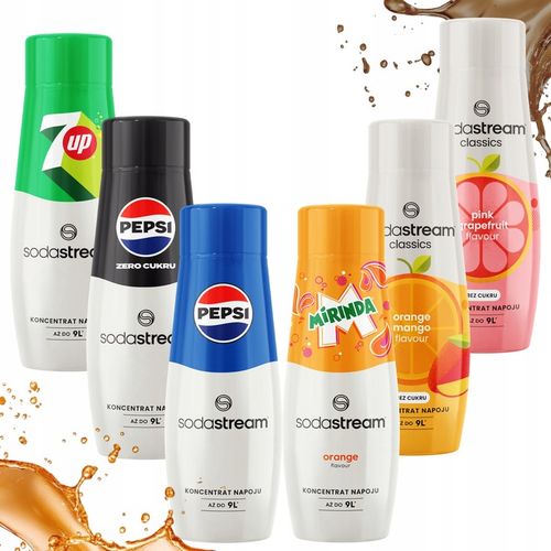 6x SYROP KONCENTRAT SODASTREAM 6 SMAKÓW DO SATURATORA 9l NAPOJU z 440ml na Arena.pl