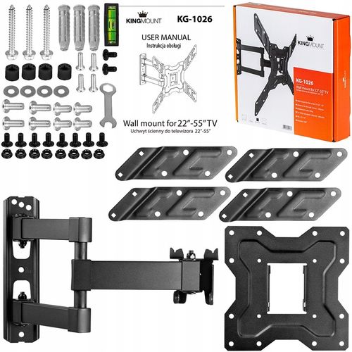 UCHWYT DO TELEWIZORA WIESZAK OBROTOWY NA TV MOCNY LCD 22-55 CALI KingMount na Arena.pl