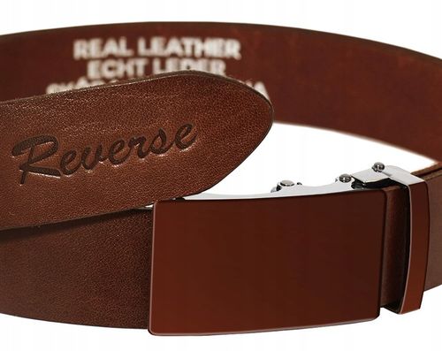 REVERSE PASEK SKÓRZANY MĘSKI DO SPODNI AUTOMAT BRĄZOWY SKÓRA NATURALNA 100 na Arena.pl