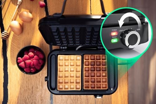 GOFROWNICA 2 DUŻE CHRUPIĄCE GOFRY MOCNA 2000W NIEPRZYWIERAJĄCA POWŁOKA na Arena.pl