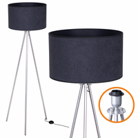 Lampa Podłogowa Trigni SREBRNA Styl Skandynawski abażur Antracyt SOFT