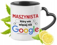 Dla Maszynisty Kubek Czarny Z Uszkiem W Kształcie Serca Na Prezent