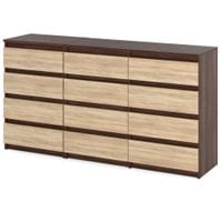Komoda 12 Szuflad Duża Pojemna Szafka Rtv Do Sypialni 180cm Wenge Sonoma