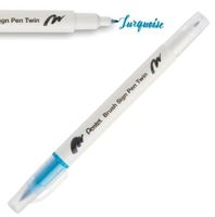 DWUSTRONNY PISAK PĘDZELKOWY DO KALIGRAFII TURQUOISE PENTEL