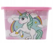 Pojemnik na zabawki kosz skrzynia pudełko zamykane Jednorożec 7 litrów