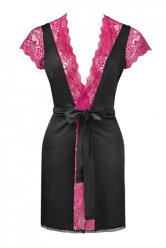 SZLAFROK DAMSKI CZARNY PIĘKNA KORONKA STRINGI S/M na Arena.pl