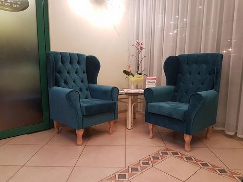 Fotel uszak niebieski gładki na Arena.pl