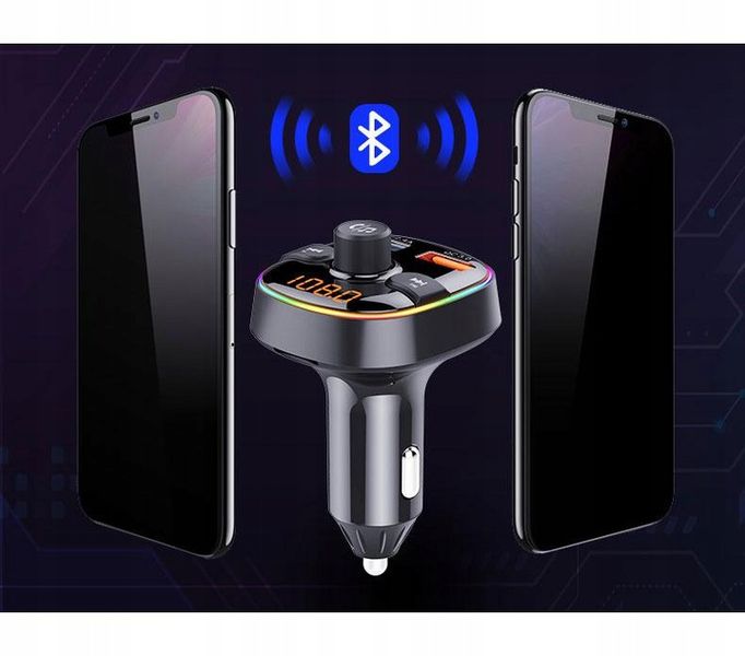 Transmiter FM Bluetooth głośnomówiący 2xUSB QC3.0 zdjęcie 3