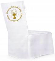 POKROWIEC KOMUNIJNY DEC1 kielich krzesło dekoracja komunia na komunię biały