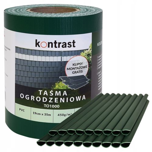 TAŚMA OGRODZENIOWA OSŁONA PŁOT PANEL UV 450g 19cmx35m KLIPSY ZIELONA na Arena.pl