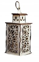 Duży Ażurowy LAMPION Drewno Ozdobny Wzór NA RORATY LATARENKA ŚWIECĄCA