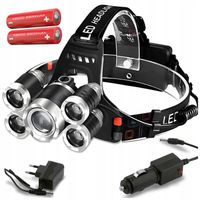 LATARKA CZOŁOWA LED AKUMULATOROWA BARDZO MOCNA 5x LED CZOŁÓWKA NA