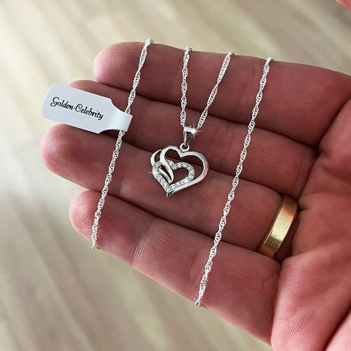 SREBRNY ŁAŃCUSZKEK Z SERDUSZKIEM 925+RÓŻA WIECZNA PREZENT DLA KOBIETY, ŻONY na Arena.pl