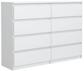 NOWOCZESNA BIAŁA KOMODA 8 SZUFLAD 120CM DO SALONU SYPIALNI BIURA