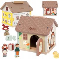 CLASSIC WORLD Drewniany Domek Sensoryczny Edukacyjny z Zamkami Kluczykami