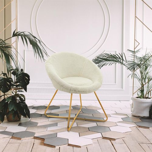 Fotel Karl Velvet Furry beżowy na Arena.pl