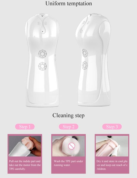 Masturbator-Boss Series-Vibrating and Flashing Masturbation Cup USB 7+7 Function / Talk Mode (White) zdjęcie 9