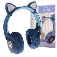 ŚWIECĄCE SŁUCHAWKI z USZAMI KOTA USZY KOTKA LED FM