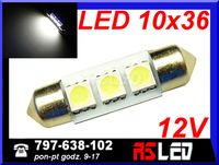 żarówka LED 3 SMD EKO 10x36 mm 36mm rurkowa biała zimna 12v
