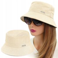 KAPELUSZ Letni z SIATKĄ Rybacki Bucket Hat KREMOWY Bawełniany Pako Jeans