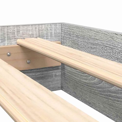 Łóżko z półką Szare Sonoma 140 x 200 cm z drewna inżynieryjnego na Arena.pl