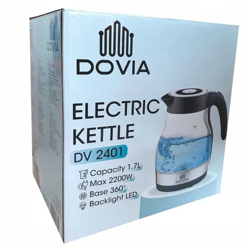 Czajnik Elektryczny Bezprzewodowy Szklany 1.7 L Cichy LED Mocny 2200W na Arena.pl