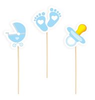 Pikery na Baby Shower dla chłopczyka niebieskie, 6 szt.