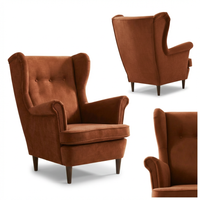 Fotel uszak skandynawski miedziany rudy ceglany orange Ari Family Meble