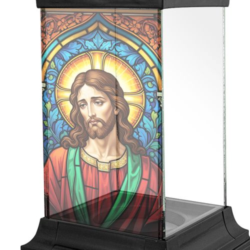 Znicz Witrażowy z Jezusem Nadrukiem Czarna Kapliczka na Grób Cmentarz na Arena.pl