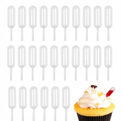 Pipety deserowe pipetki cukiernicze do deserów ciast 4ml 8cm 100 sztuk na Arena.pl