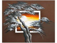 40X50CM DRZEWO TLE ZACHODZĄCEGO SŁOŃCA OBRAZ