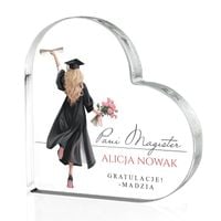 Prezent dla Magistra Statuetka na Obronę Pracy Magisterskiej Serce Szklane