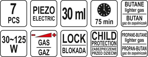 lutownica gazowa 3in1 z akcesoriami z zapłonem piezo - yt-36706 na Arena.pl