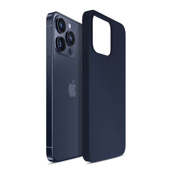 apple iphone 15 pro max - 3mk silicone case dark navy zdjęcie 7